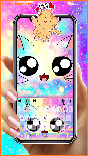 Cute Galaxy Cat Keyboard Background screenshot