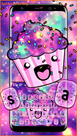 Cute Galaxy Cupcake Keyboard Theme screenshot