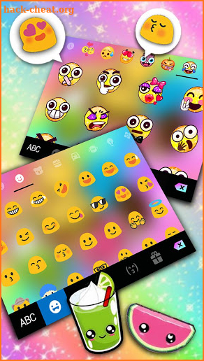 Cute Galaxy Face Fruit Keyboard Theme screenshot