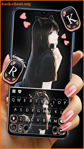 Cute Girl Anime Keyboard Background screenshot