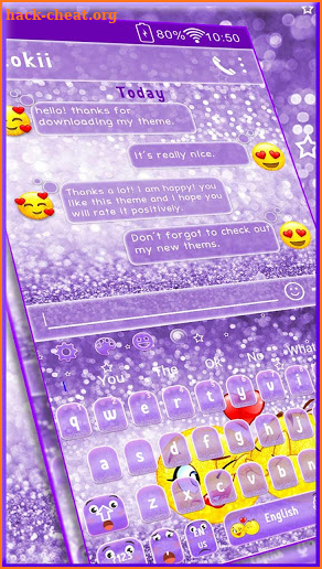 Cute Glitter Emoji Keyboard Theme screenshot
