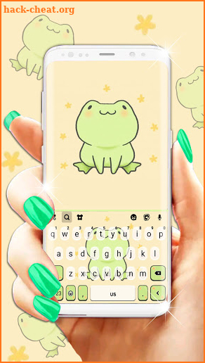 Cute Green Frog Keyboard Background screenshot