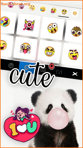 Cute Gum Panda Keyboard Background screenshot