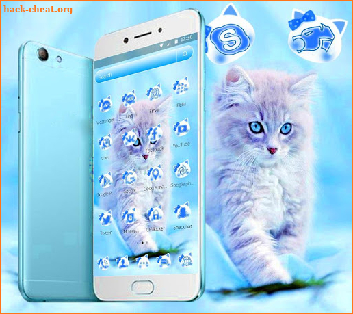 Cute Ice Blue Cat Theme screenshot