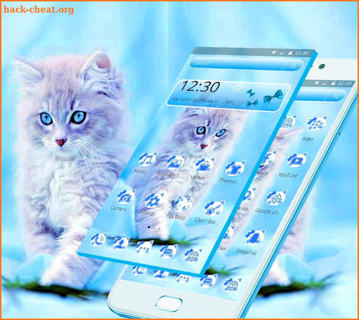 Cute Ice Blue Cat Theme screenshot
