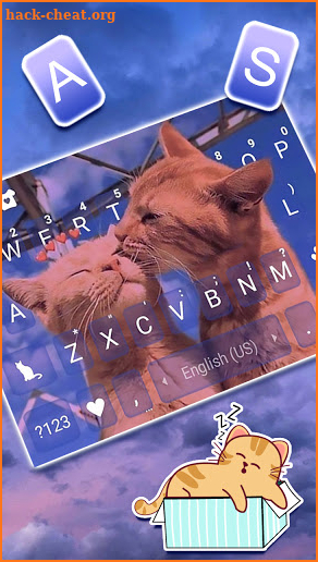 Cute Kitten Love Keyboard Background screenshot