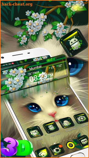 Cute Kitty Cat 3D Glass Tech Theme 😻 screenshot