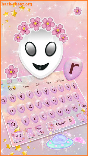 Cute Pink Alien Keyboard Theme screenshot