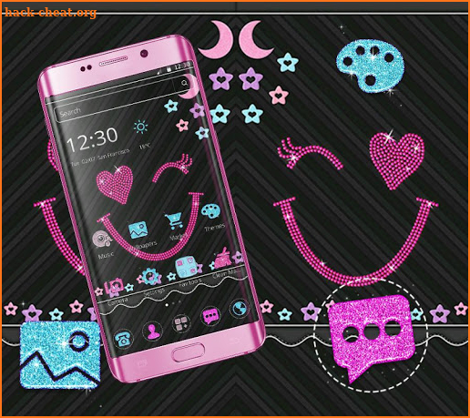 Cute Pink Black Kitty Glitter Launcher Theme 🌟 screenshot