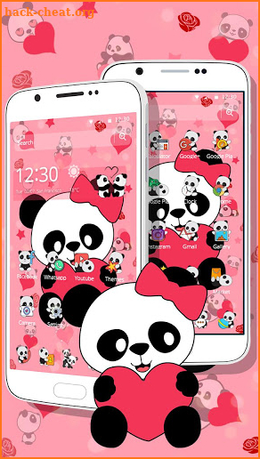 Cute Pink Bow Panda Theme screenshot