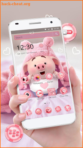 Cute Pink Cartoon Piggy Theme screenshot