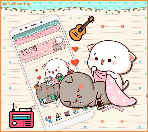 Cute Pink Cat Cartoon Theme screenshot