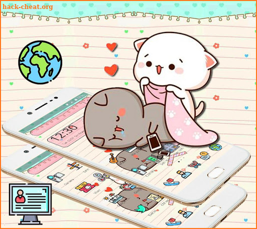 Cute Pink Cat Cartoon Theme screenshot
