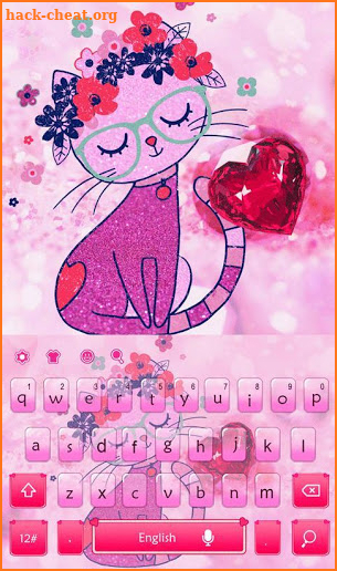 Cute Pink Cat Keyboard Theme screenshot