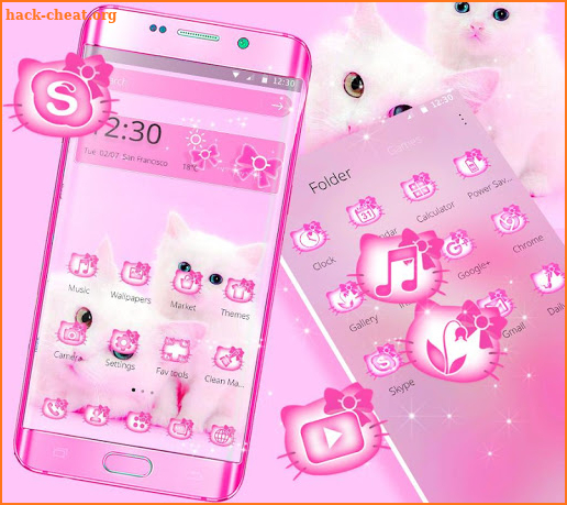 Cute Pink Cat Theme screenshot