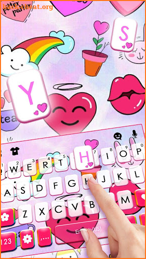Cute Pink Doodle Keyboard Theme screenshot