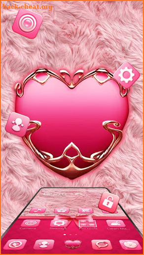 Cute Pink Fur Heart Theme screenshot