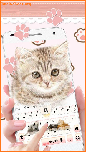 Cute Pink Kitty Cartoon Keyboard Theme screenshot