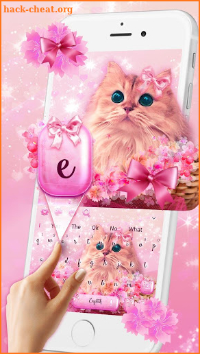 Cute Pink Kitty Love Keyboard Theme screenshot