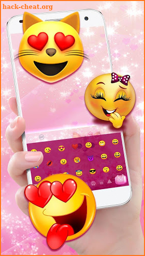 Cute Pink Kitty Love Keyboard Theme screenshot