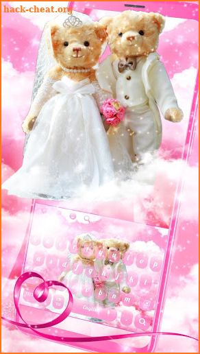 Cute Pink Love Teddy Couple Keyboard screenshot