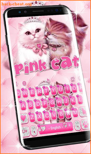 Cute Pink Lovely Cat Keyboard Theme screenshot