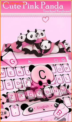 Cute Pink Lovely Panda Keyboard Theme screenshot