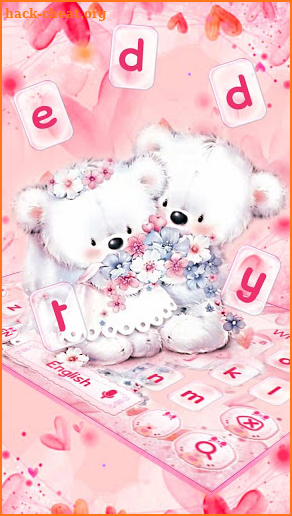 Cute Pink Teddy Couple Keyboard screenshot