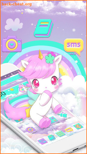 Cute Pink Unicorn Rainbow Theme screenshot