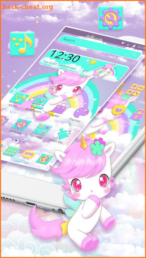 Cute Pink Unicorn Rainbow Theme screenshot