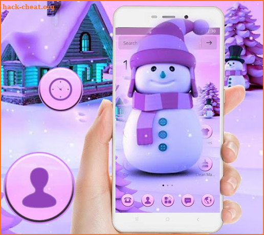 Cute Purple Winter Snowman Theme screenshot