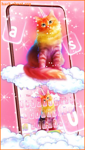 Cute Rainbow Pink Cat Keyboard screenshot
