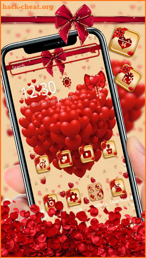Cute Red Bunch Of Hearts Theme screenshot