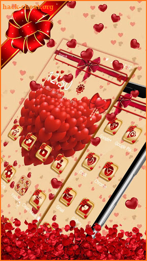 Cute Red Bunch Of Hearts Theme screenshot