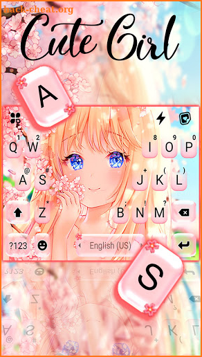 Cute Sakura Girl Keyboard Background screenshot