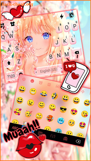 Cute Sakura Girl Keyboard Background screenshot