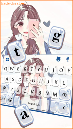 Cute Selfie Girl Keyboard Theme screenshot
