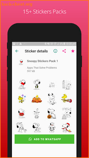 Cute Snoopy Stickers For Whatsapp screenshot