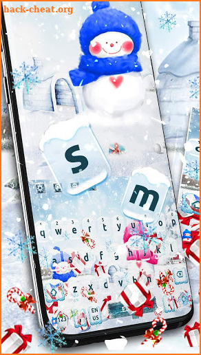 Cute Snow Man Gravity Keyboard Theme screenshot