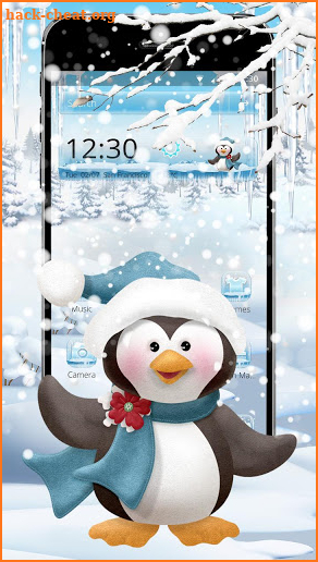 Cute snow penguin theme screenshot