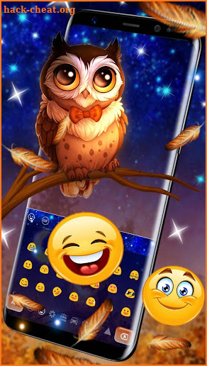 Cute Starry Night Owl Gravity Keyboard Theme screenshot
