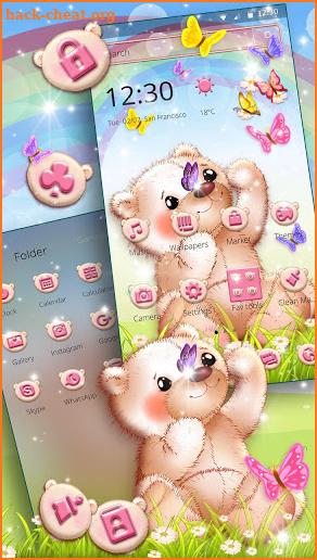 Cute Teddy Nature Butterfly Theme screenshot
