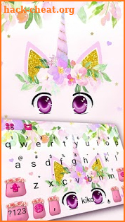 Cute Unicorn Girl Wreath Keyboard Theme screenshot