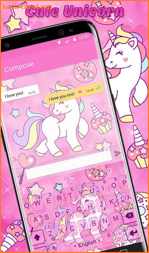 Cute Unicorn Keyboard Theme screenshot