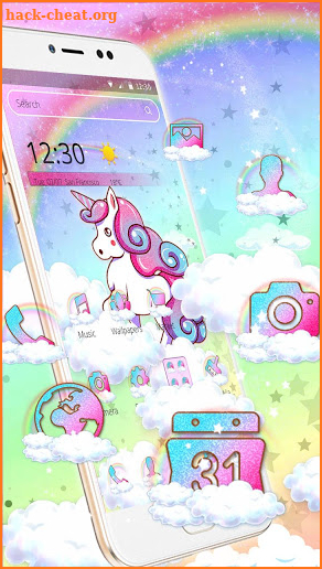 Cute unicorn rainbow theme screenshot