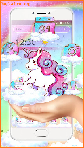 Cute unicorn rainbow theme screenshot
