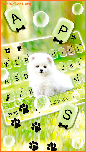 Cute White Puppy Keyboard Background screenshot