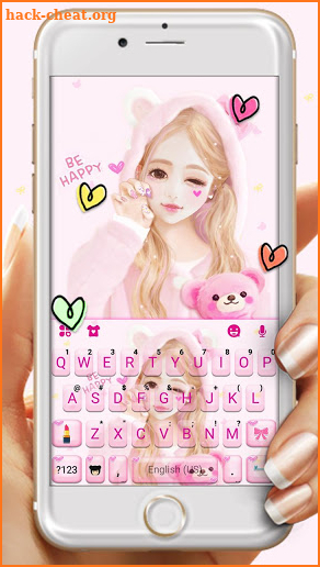 Cute Wink Girl Keyboard Theme screenshot