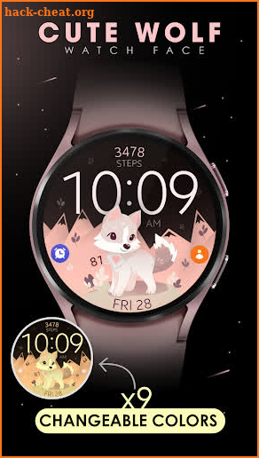 Cute Wolf digital watch face screenshot