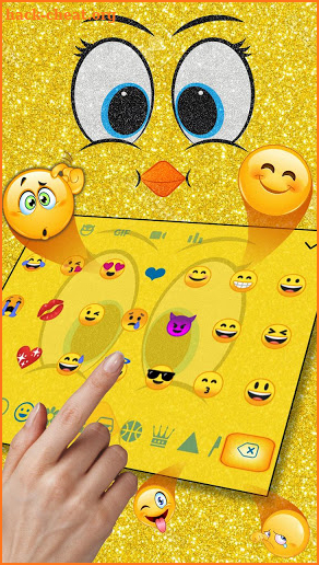 Cute Yellow Glitter Bird Keyboard Theme screenshot